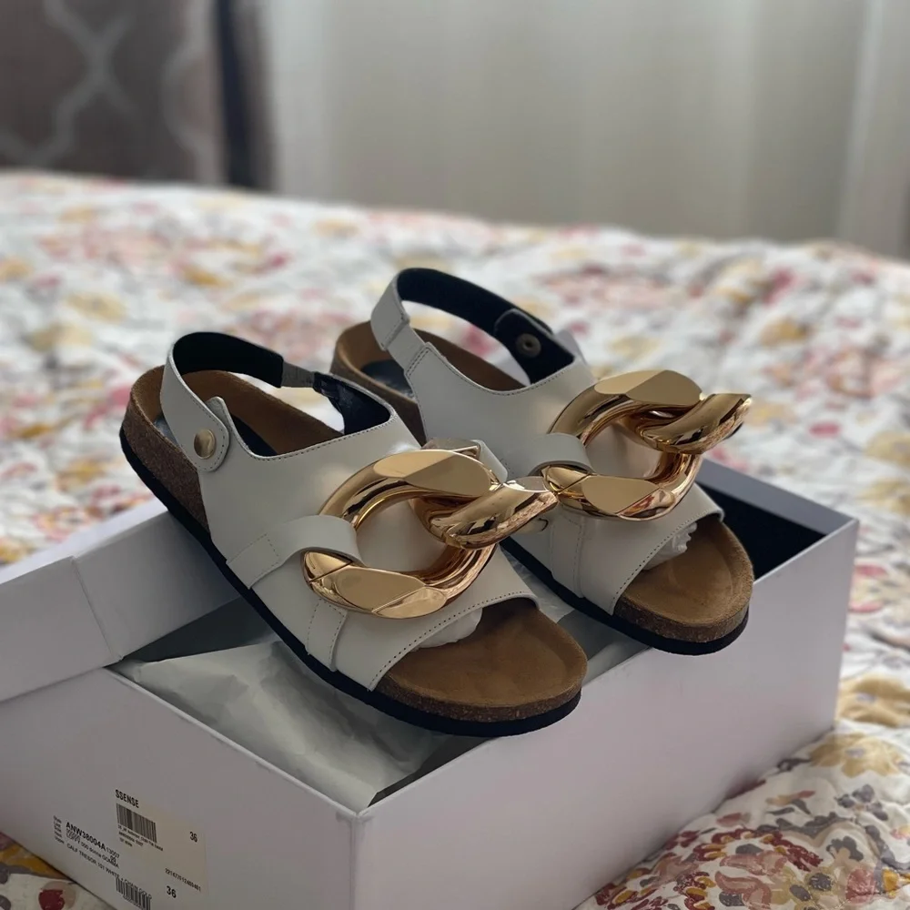 JW Anderson White Chain Link Leather Sandals - Picture 5 of 5
